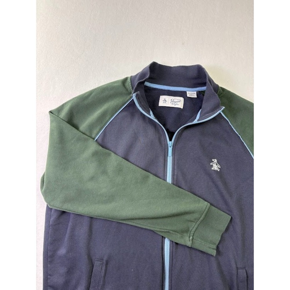 Penguin Men's Track Jacket Colorblock Blue and Green Full Zip Size XL‎